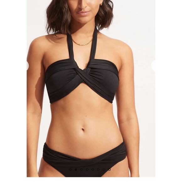 Seafolly Collective Halter Black AU10 US6 Bikini Top ret. $120 - Picture 1 of 9